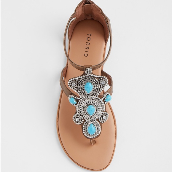 torrid Shoes - NWT Torrid size 11W turquoise sandals t strap